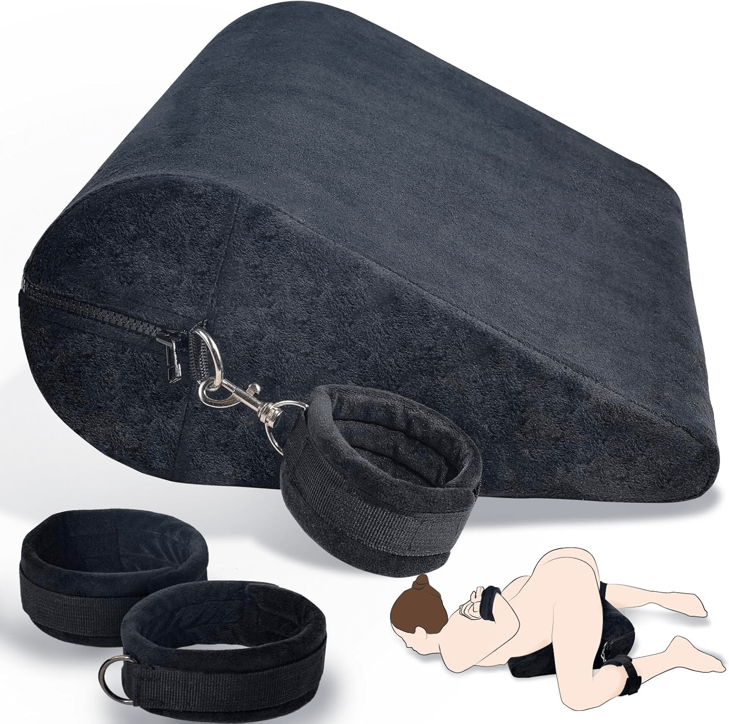 StrataBond BDSM Positioning Pillow with Wrist & Ankle Cuffs - SinfulX - Personal Care > Sexual Wellness > Sex Pillow
