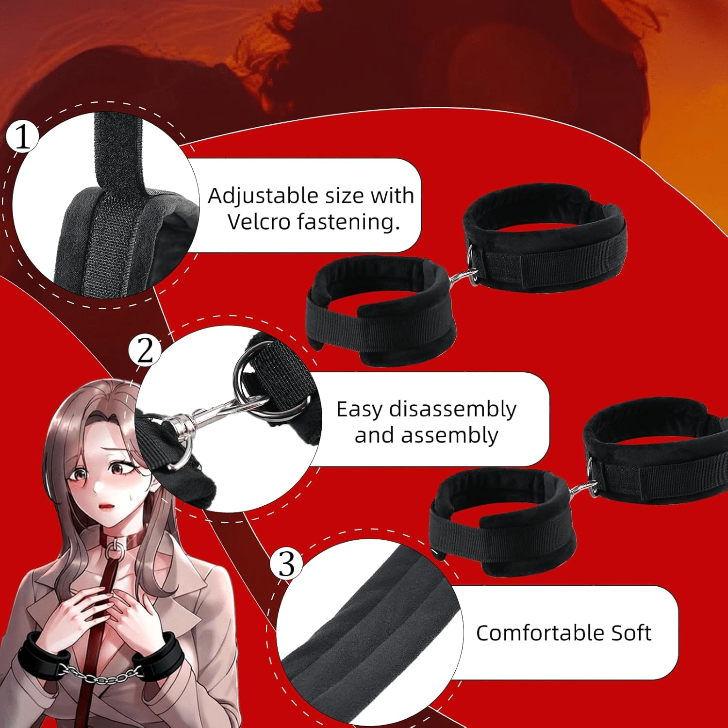 StrataBond BDSM Positioning Pillow with Wrist & Ankle Cuffs - SinfulX - Personal Care > Sexual Wellness > Sex Pillow