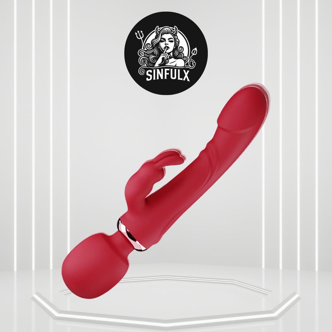 CrimsonWave Rabbit Vibrator Sex Wand 10 Modes Silicone Waterproof - SinfulX -