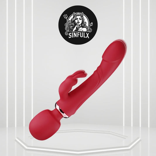 CrimsonWave Rabbit Vibrator Sex Wand 10 Modes Silicone Waterproof - SinfulX -