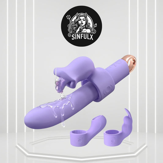 NoviraFlex Interchangeable Rabbit Licking Vibrator 63 Modes G-Spot - SinfulX -
