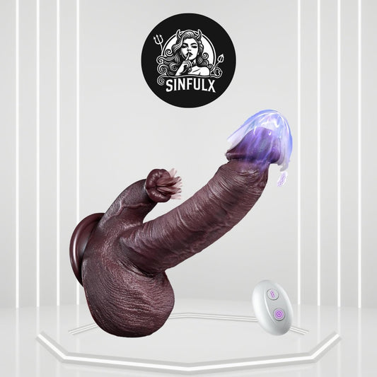 NyxoraDual Tongue Thrust Heated Dildo 4-in-1 Remote Vibrator - SinfulX -