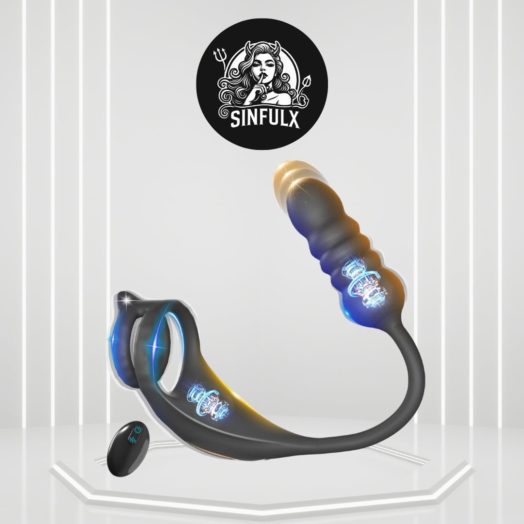 ThrustPulse Thrusting Prostate Massager Cock Ring Remote 9 Modes - SinfulX -