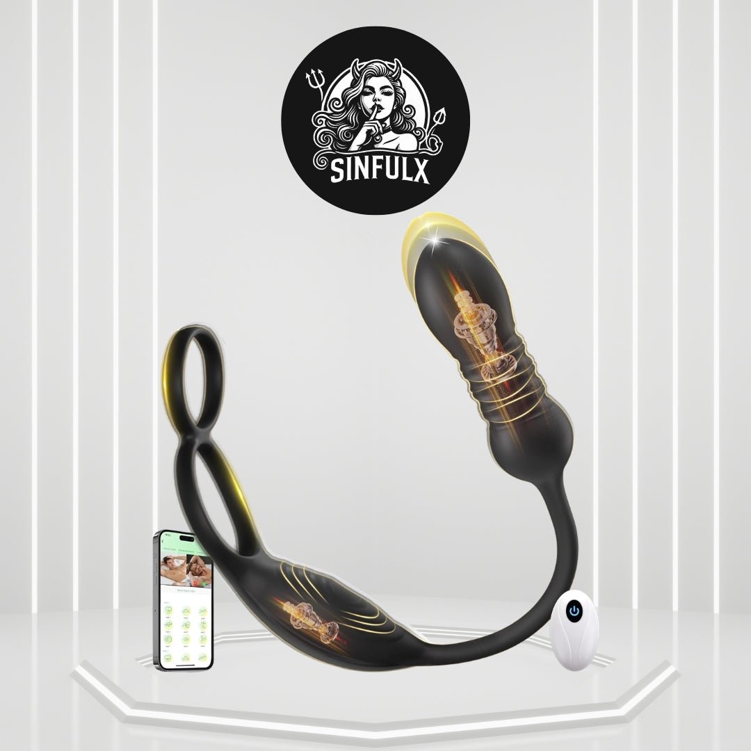 QuadThrust Thrusting Prostate Massager Cock Ring App Remote 9 Modes - SinfulX -