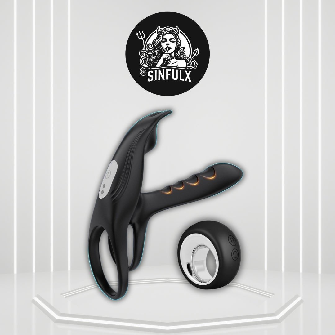 SyncDriveX Cock Ring Clit Stimulator Remote 10 Modes Waterproof - SinfulX -