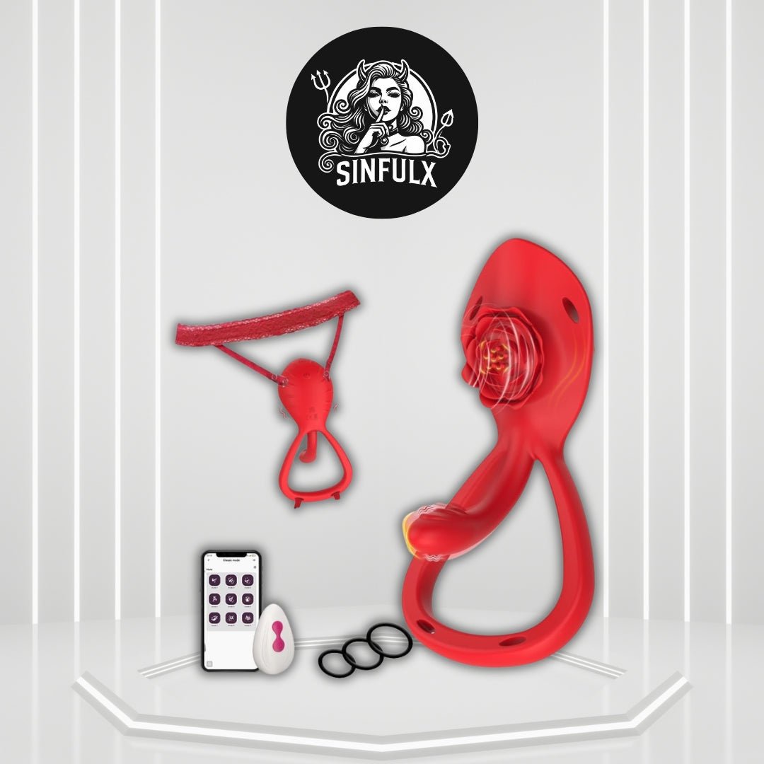BloomDrive Cock Ring Clit Stimulator G-Spot Wearable 9 Modes - SinfulX -