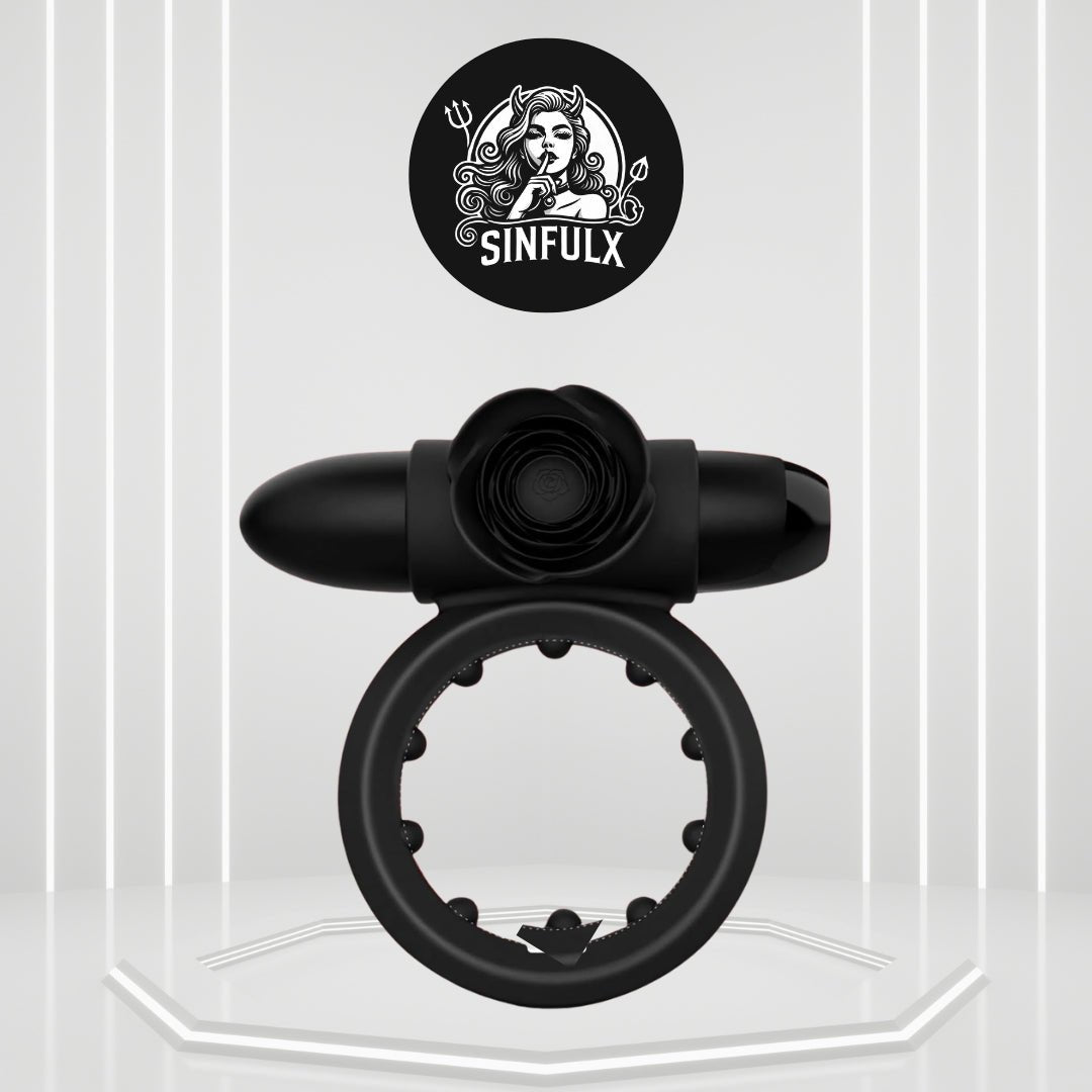 RoseCoreX Vibrating Cock Ring Bullet Rose Clit Stimulator - SinfulX -