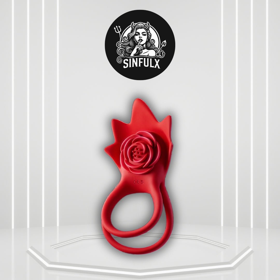 PetalSync Rose AI Cock Ring Clit Stimulator App Control 9 Modes - SinfulX -