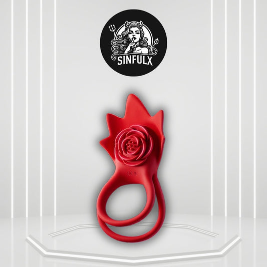 PetalSync Rose AI Cock Ring Clit Stimulator App Control 9 Modes - SinfulX -