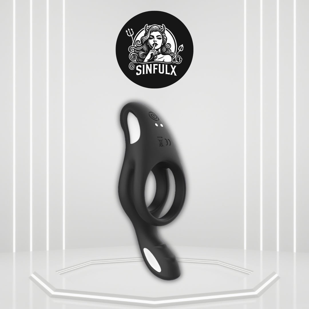 ApexSync Vibrating Cock Ring Dual Silicone Clit Stimulator - SinfulX -