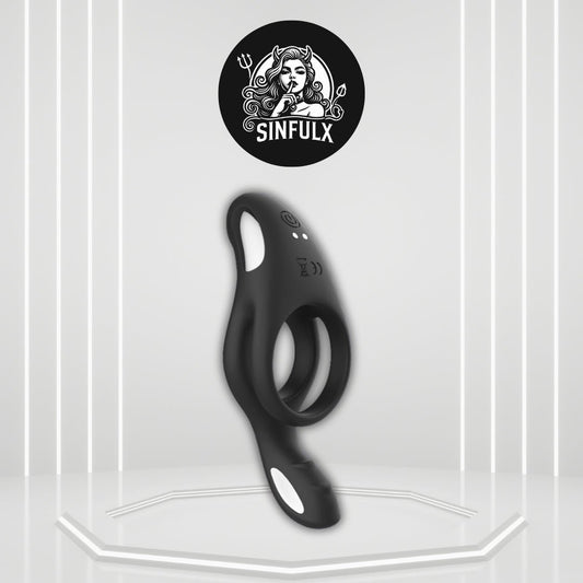 ApexSync Vibrating Cock Ring Dual Silicone Clit Stimulator - SinfulX -
