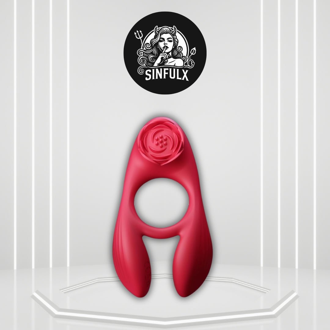 RoseTriad 3 Motor Cock Ring Clit Stimulator 7 Modes Silicone - SinfulX -