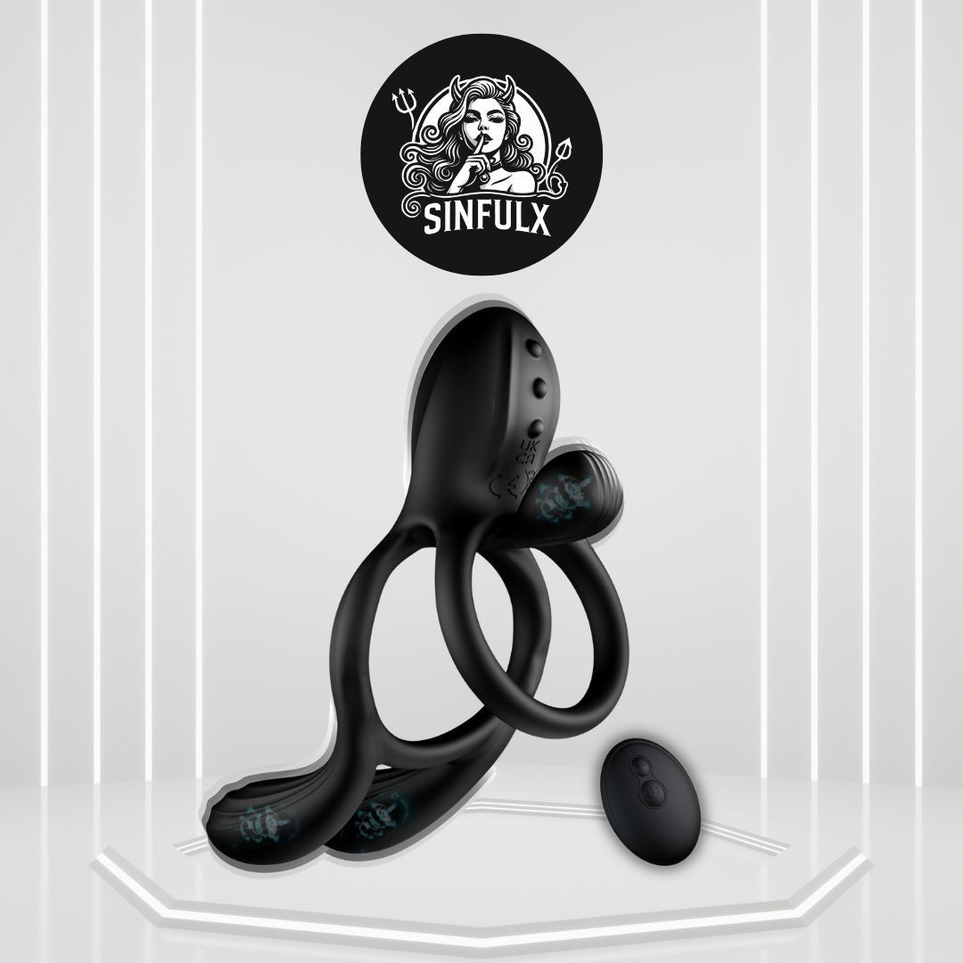TriPulseX 3 Motor Cock Ring Clit Perineum Stimulator Remote - SinfulX -