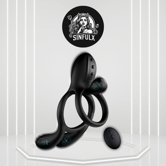 TriPulseX 3 Motor Cock Ring Clit Perineum Stimulator Remote - SinfulX -