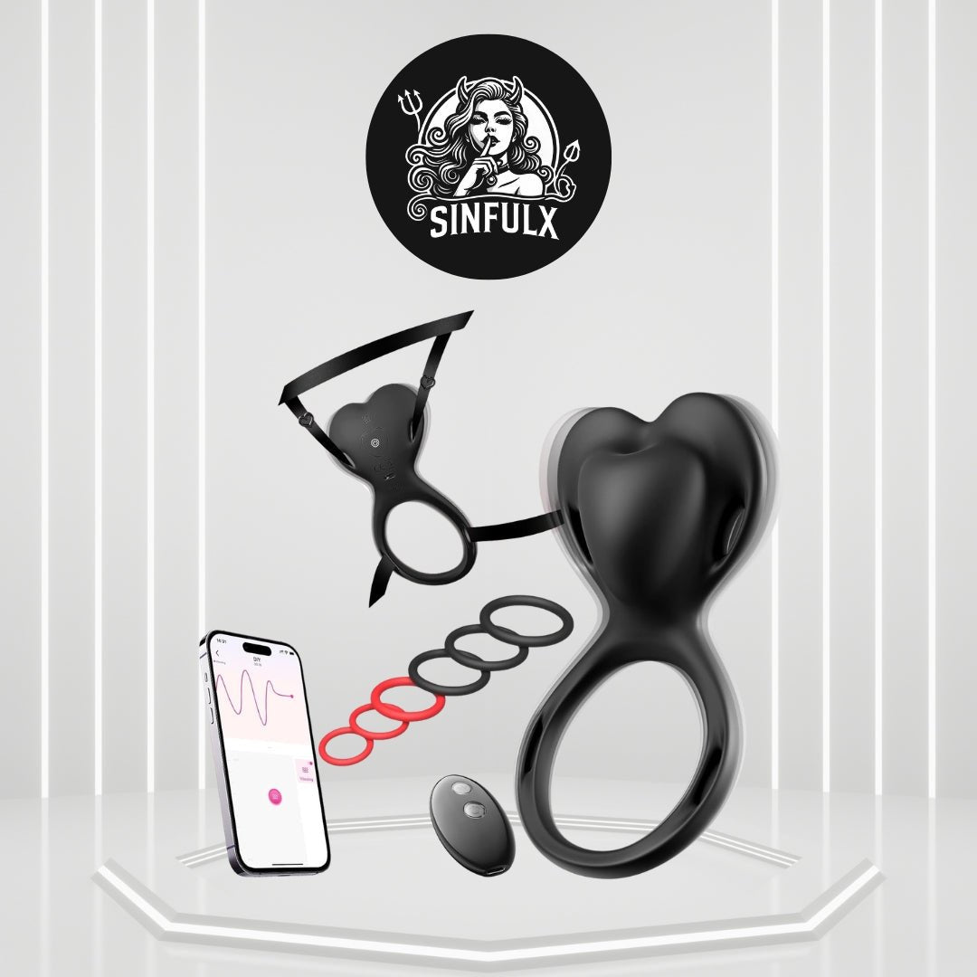 FlexSyncX Wearable Cock Ring Clit Stimulator App 10 Modes - SinfulX -