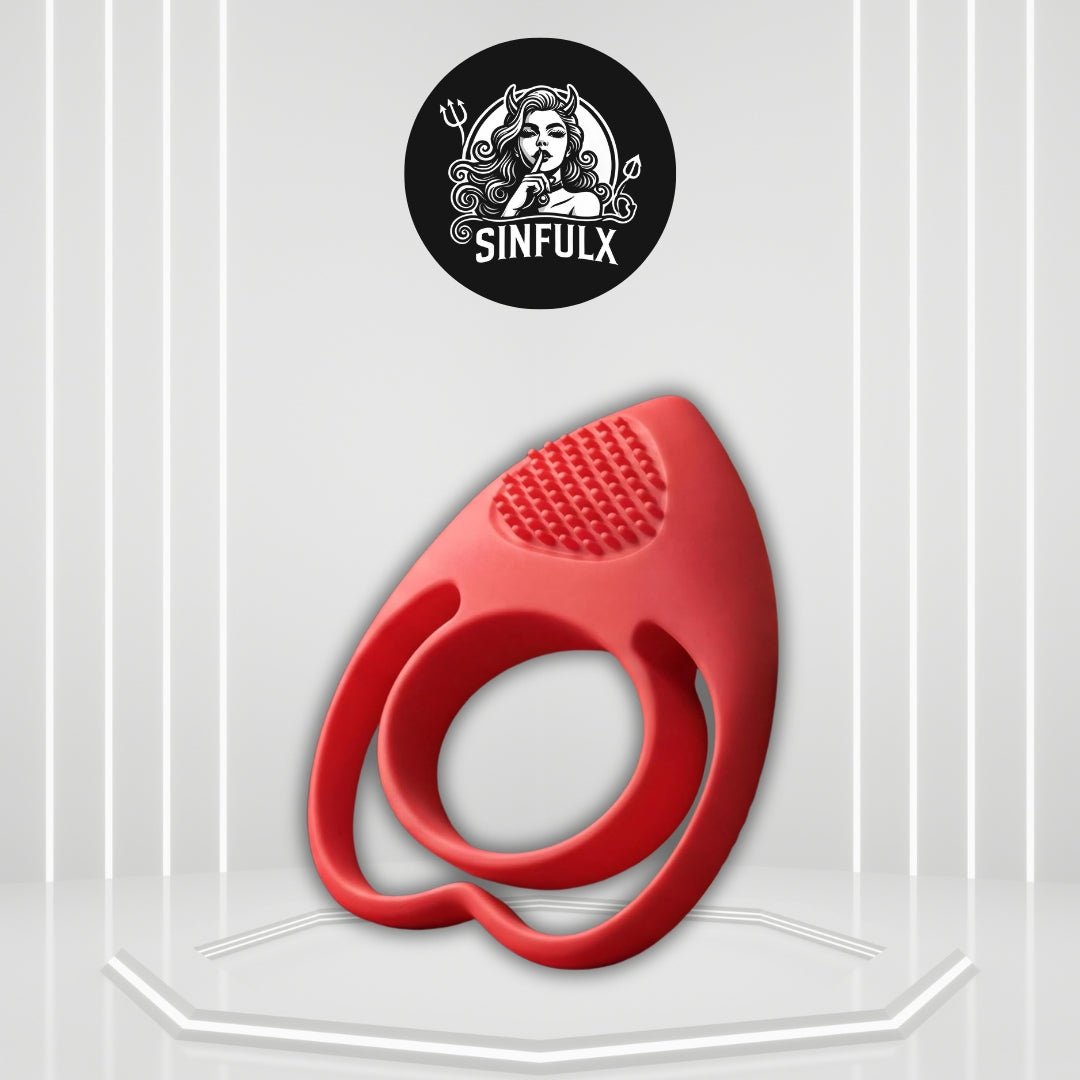 HeartSync Cock Ring Clit Stimulator 9 Modes Silicone - SinfulX -