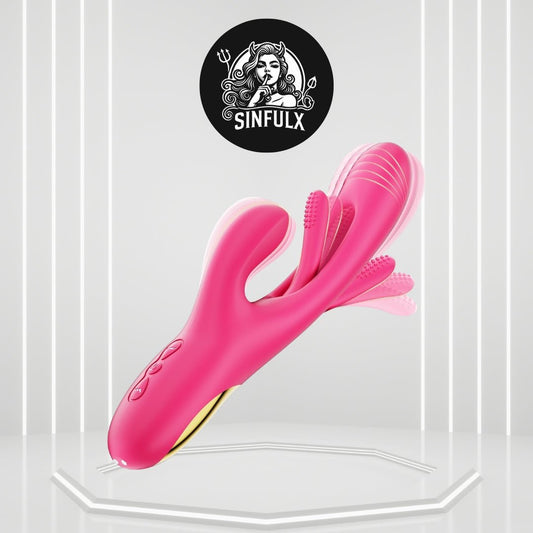 RosePulseX Rabbit Vibrator 14 Modes Flapping Tongue Waterproof - SinfulX -