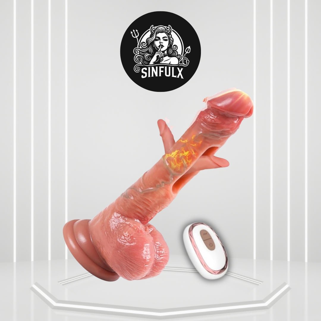 HeatPulse Remote Control Dildo 9 Flapping Vibrating Heating - SinfulX -