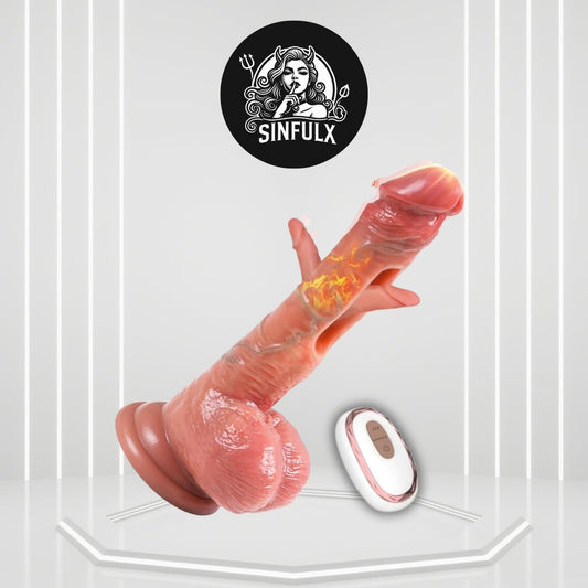 HeatPulse Remote Control Dildo 9 Flapping Vibrating Heating - SinfulX -