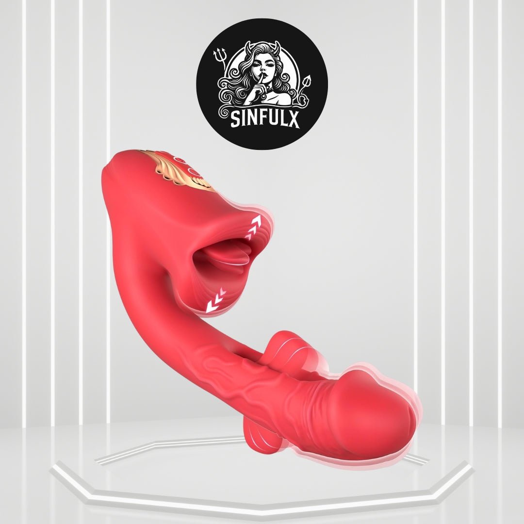 VelvetLick Rose Tongue Vibrator Flapping 10 Modes Waterproof - SinfulX -