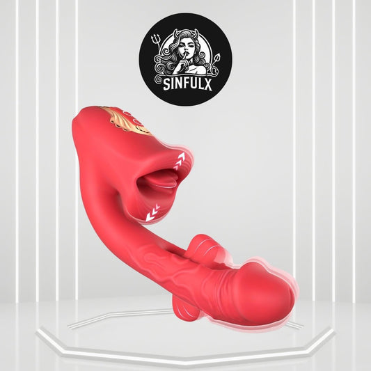 VelvetLick Rose Tongue Vibrator Flapping 10 Modes Waterproof - SinfulX -