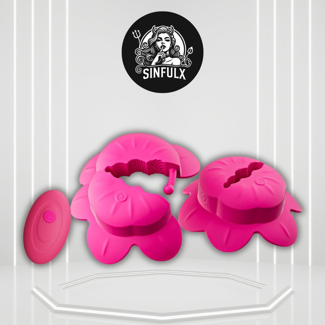 PetalWave Remote Nipple Vibrators 10 Modes – Discreet Wear - SinfulX - 