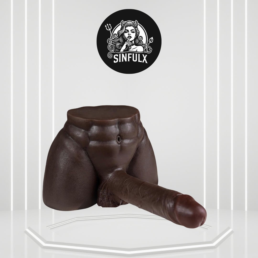 OnyxFlex Black Male Sex Doll Torso 7.8in Dildo 8LB - SinfulX - 