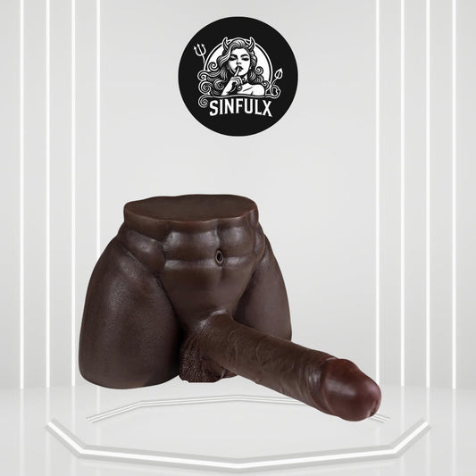 OnyxFlex Black Male Sex Doll Torso 7.8in Dildo 8LB - SinfulX - 