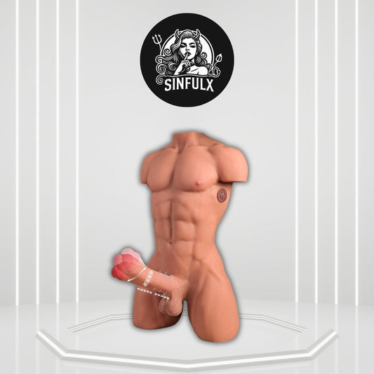 DominexCurve 35LB Male Sex Doll Torso Vibrating 7in Dildo - SinfulX - 