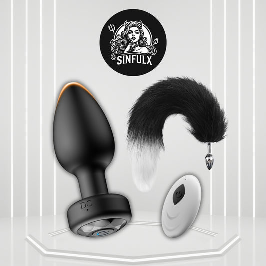 DualPlay Remote Vibrating Plug & Fox Tail Anal Set - SinfulX - 