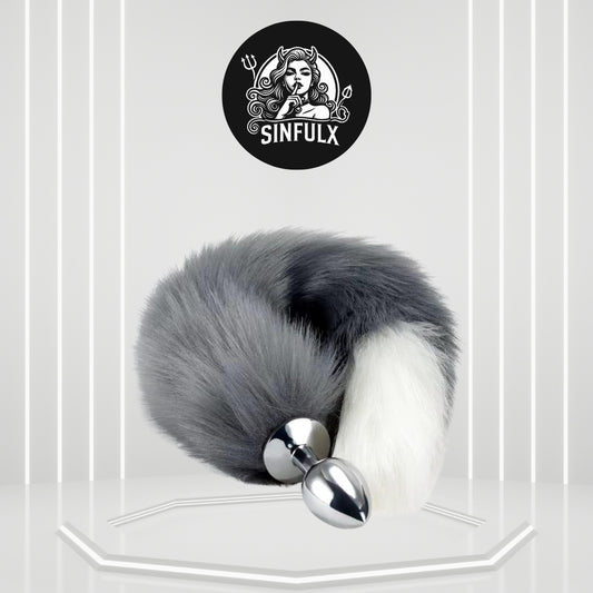SilverFrost Small Steel Tail Butt Plug Gray White - SinfulX - 
