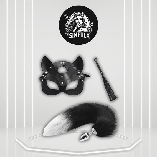 NightFeral Tail Anal Plug Mask Whip BDSM Cosplay Set - SinfulX - 