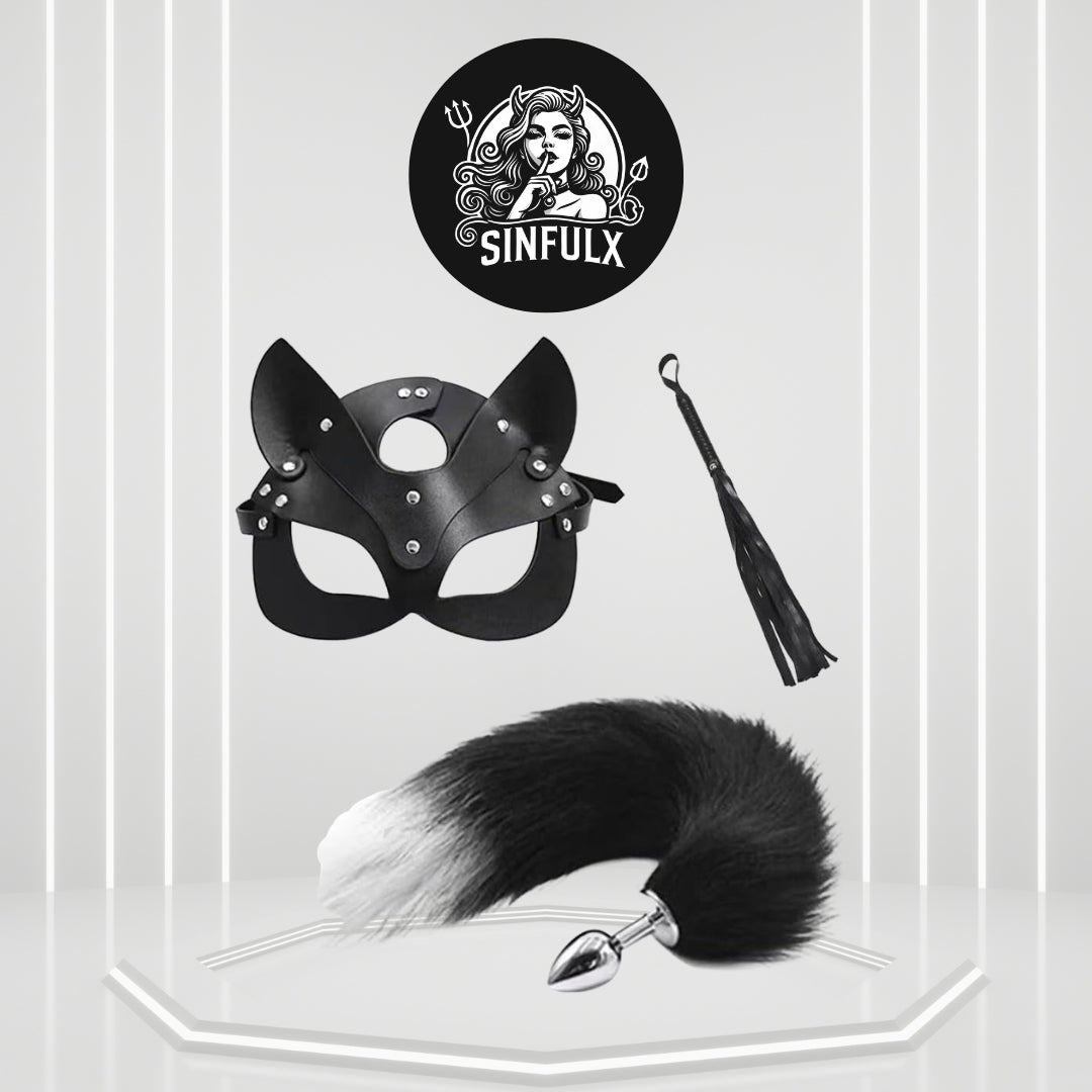 FeralFox Fox Tail Plug Mask Whip BDSM Set - SinfulX - 