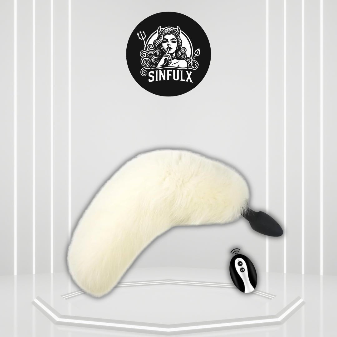 FrostPulse Remote Control Fox Tail Vibrating Anal Plug - SinfulX - 