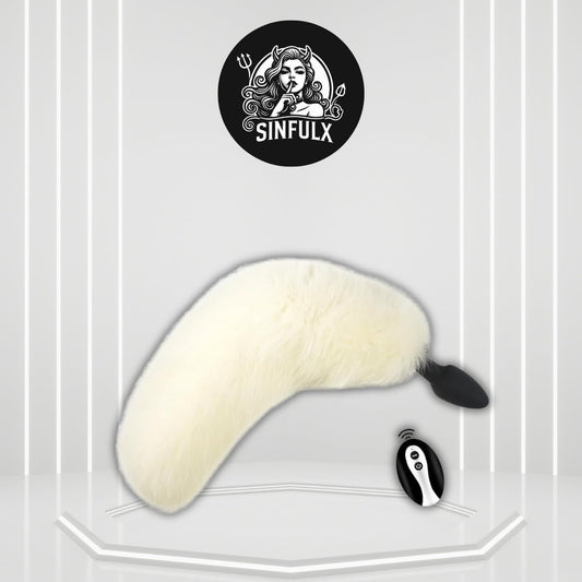 FrostPulse Remote Control Fox Tail Vibrating Anal Plug - SinfulX - 