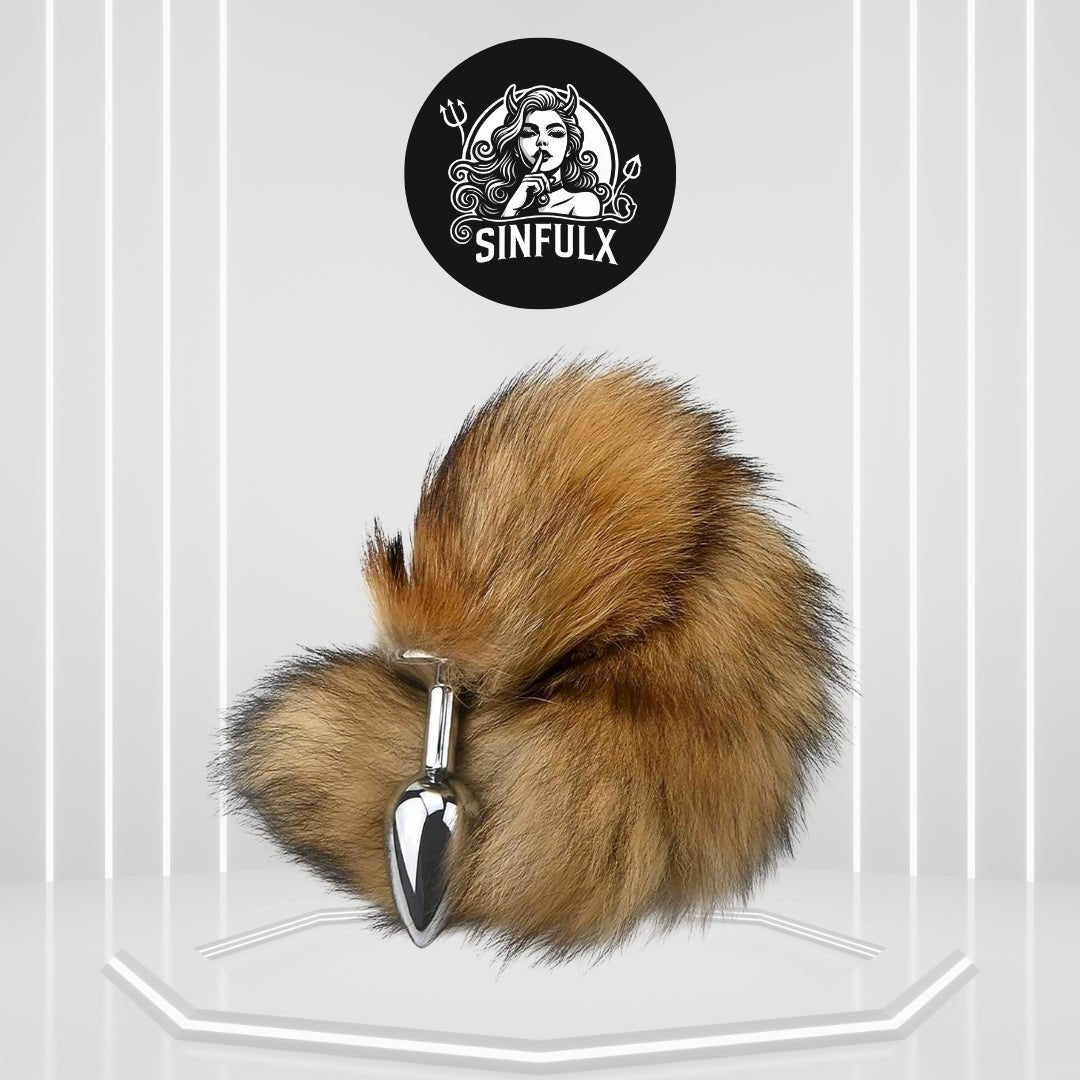 BronzeFur Brown Fox Tail Steel Butt Plug Cosplay - SinfulX - 