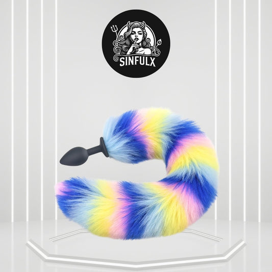 CandyFox Black Silicone Fox Tail Plug Colorful 15.7" - SinfulX - 