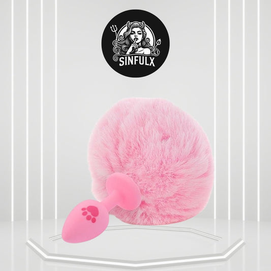 BlushBunny Pink Bunny Tail Silicone Butt Plug - SinfulX - 