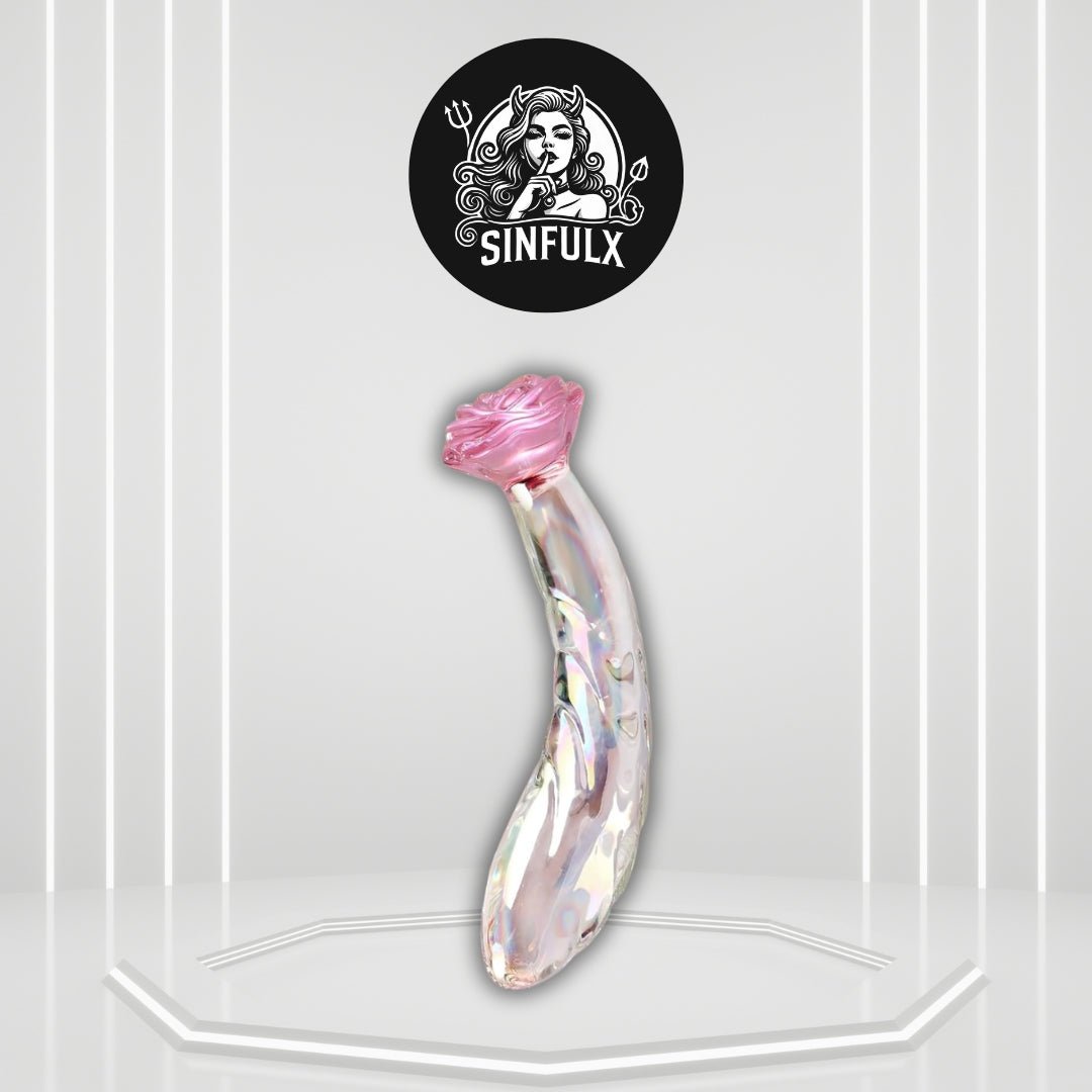 RoseGlass 7.2” Glass Dildo Rainbow G - Spot Anal Plug - SinfulX - 