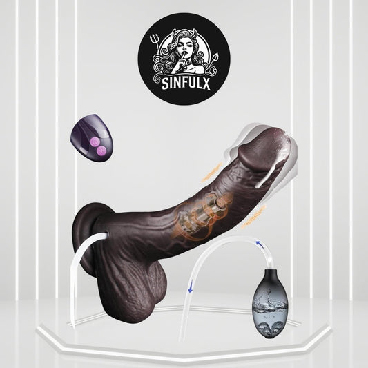 VibeJet 8.4” Squirting Vibrating Dildo 7 Modes Suction - SinfulX - 