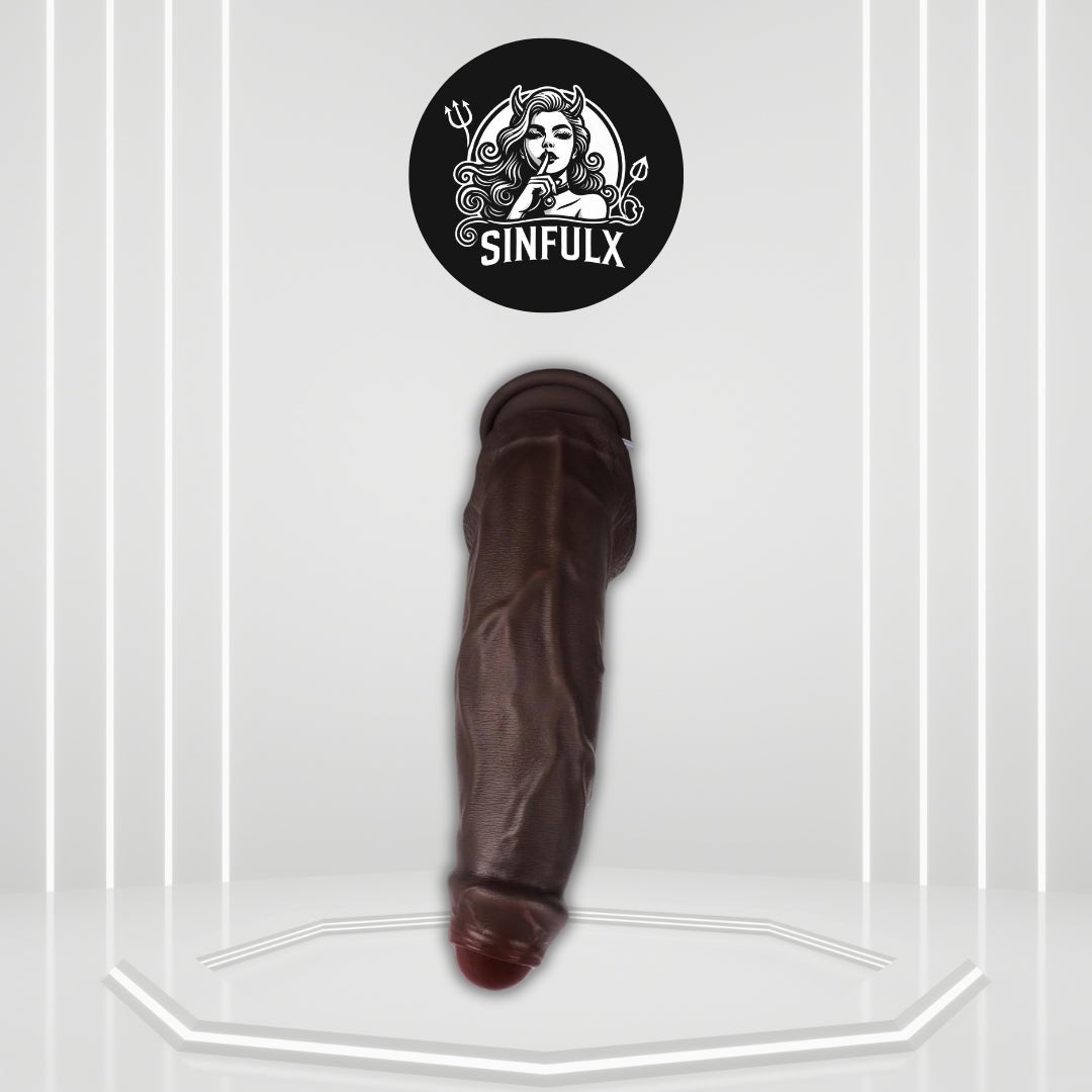 ObsidianCoreX 9.6” Squirting Ebony Dildo Dual Density Suction - SinfulX - 