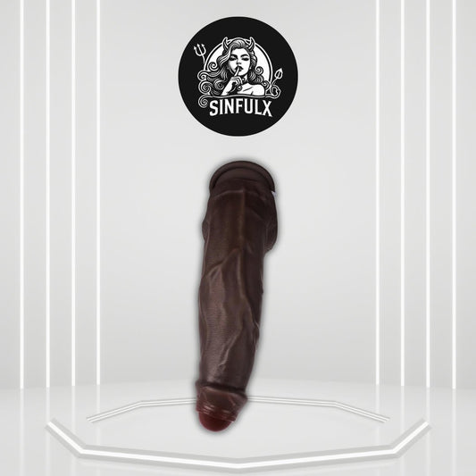 ObsidianCoreX 9.6” Squirting Ebony Dildo Dual Density Suction - SinfulX - 