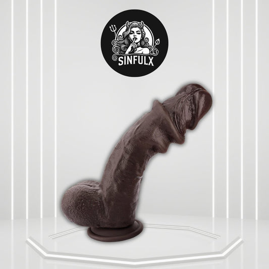DualCore 9.8” Squirting Foreskin Dildo Dual Layer Suction - SinfulX - 