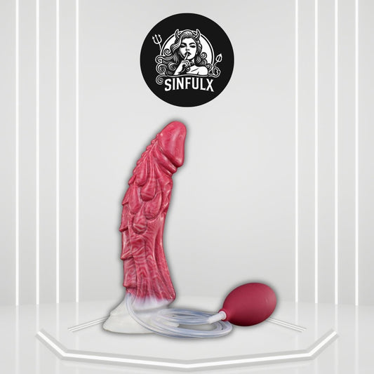CrimsonJet 9” Squirting Silicone Dildo Suction Cup Waterproof - SinfulX - 