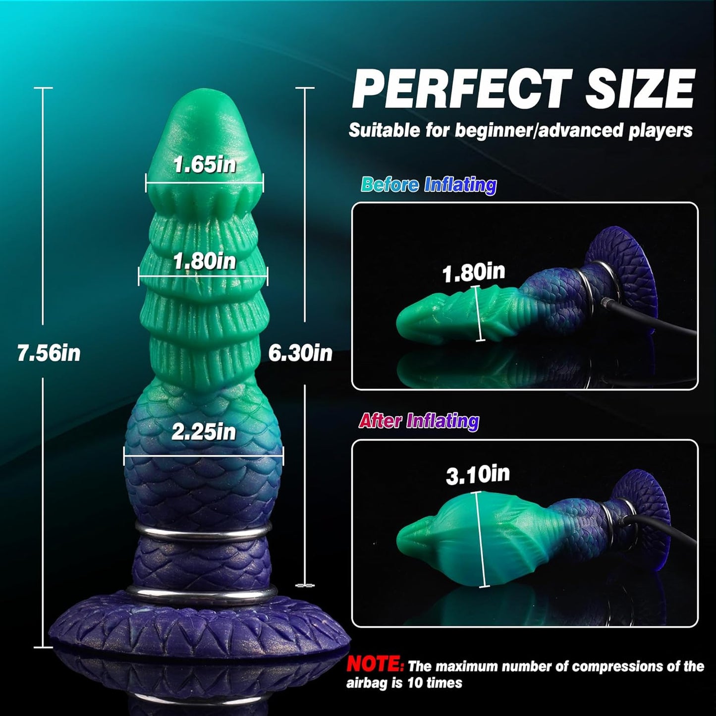 InflataKnot Inflatable Fantasy Dildo Adjustable Thick Suction - SinfulX - 