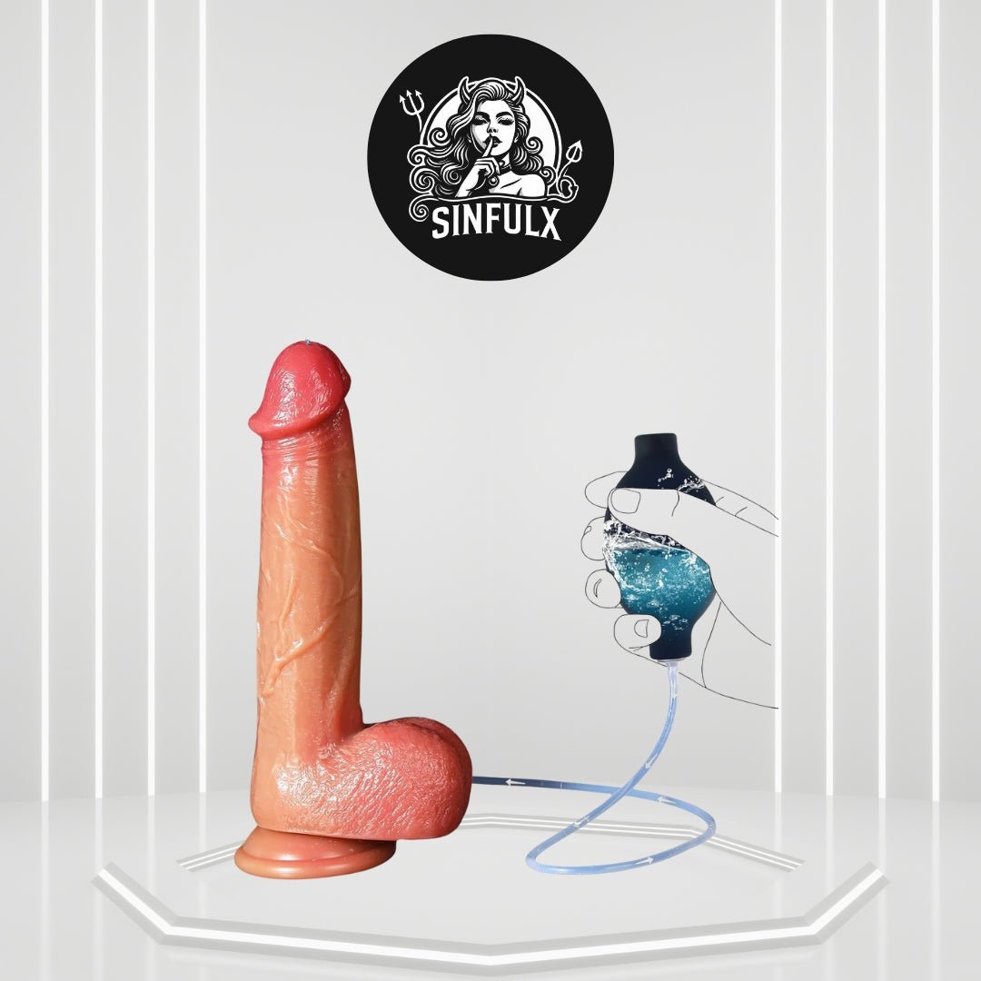 SquirtingFantasy 8.6” Squirting Silicone Dildo with Suction Cup - SinfulX - 