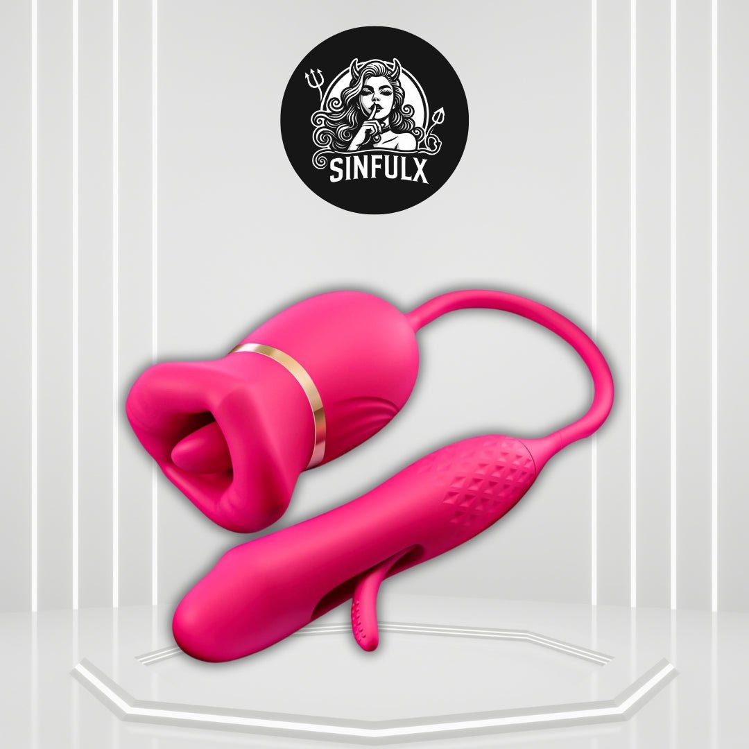 KissWave Rose Tongue Vibrator Flapping Suction 10 Modes - SinfulX - 
