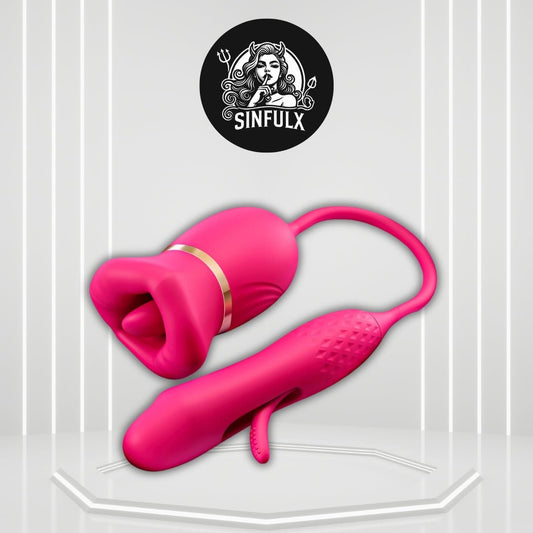 KissWave Rose Tongue Vibrator Flapping Suction 10 Modes - SinfulX - 