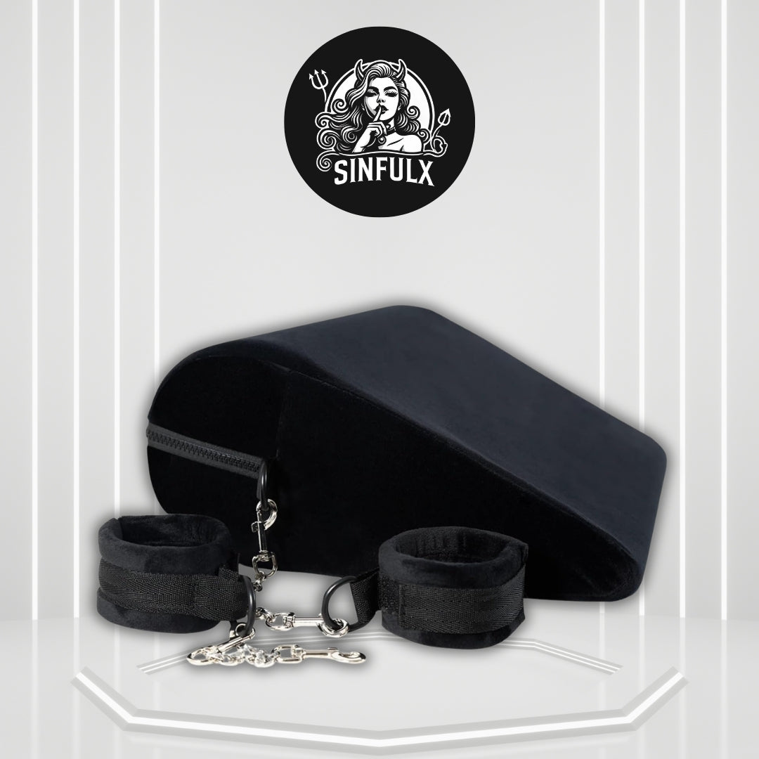 ObsidianRise Sex Position Pillow & Handcuffs Set | Black