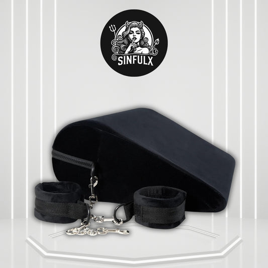 ObsidianRise Sex Position Pillow & Handcuffs Set | Black